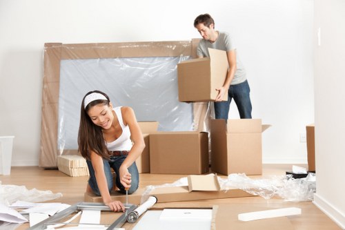 Office furniture and equipment prepared for a business move in Dulwich