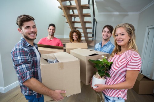 Professional packing and moving boxes in a Dulwich home