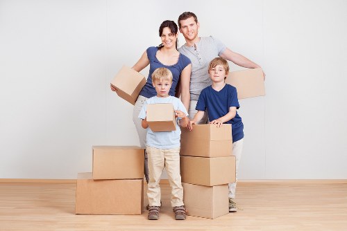 Packed boxes and furniture ready for house removals in Dulwich