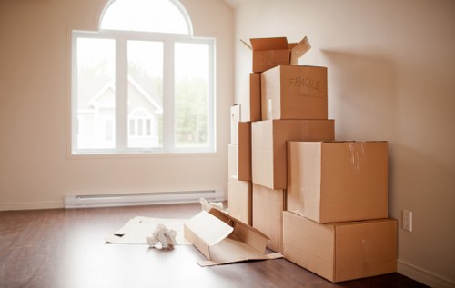 Business furniture and equipment being prepared for a move in Dulwich