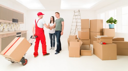 Packing and loading items into a removals van